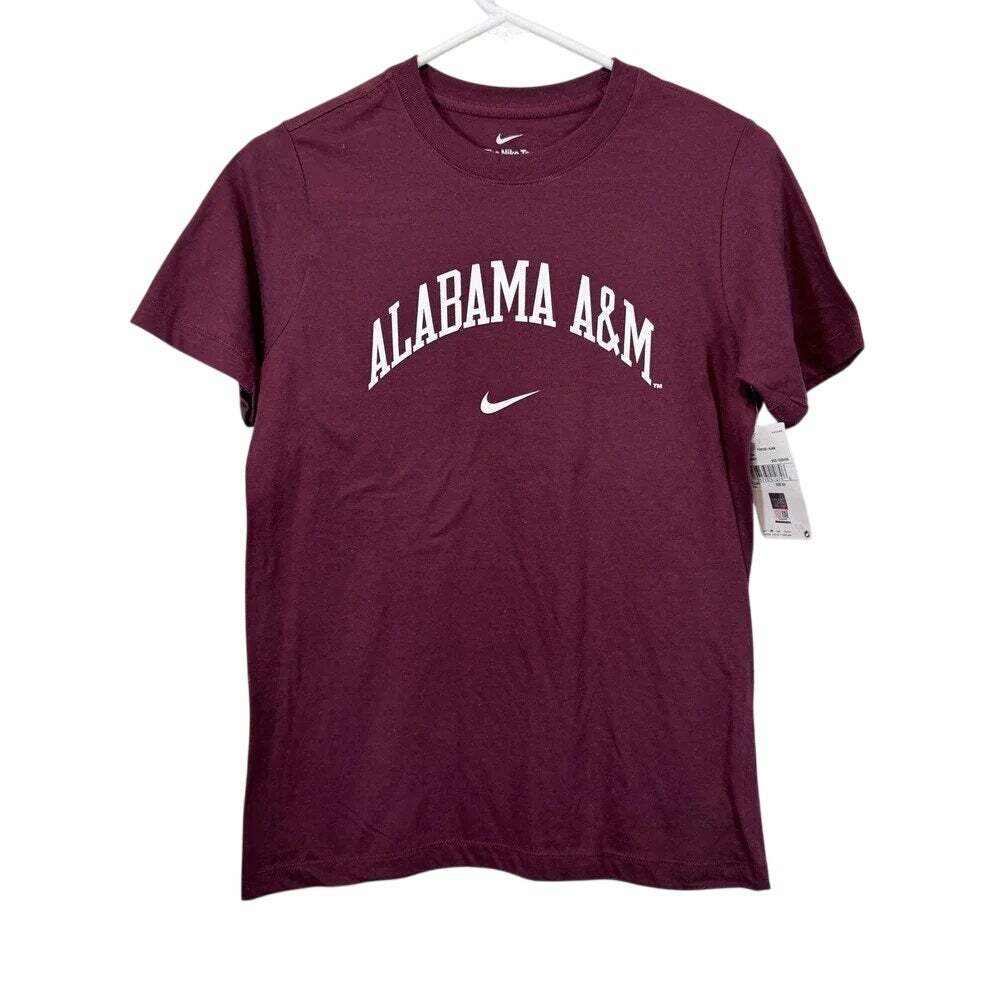 NWOT Nike Boys Maroon Alabama A&M Core Short Sleeve T-Shirt Youth Size Small